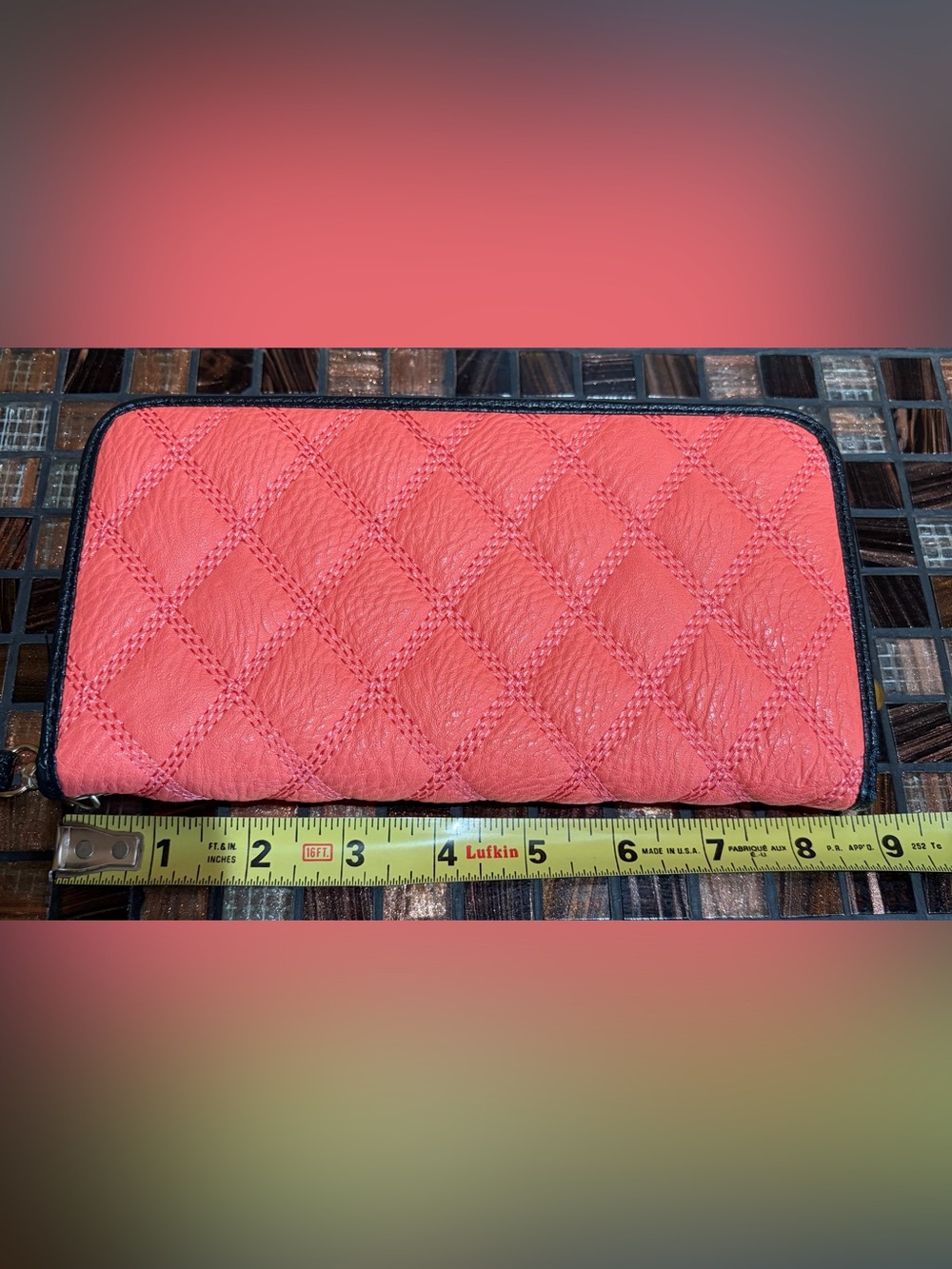 Orange Quilted Wristlet Clutch - Picture 3 of 6
